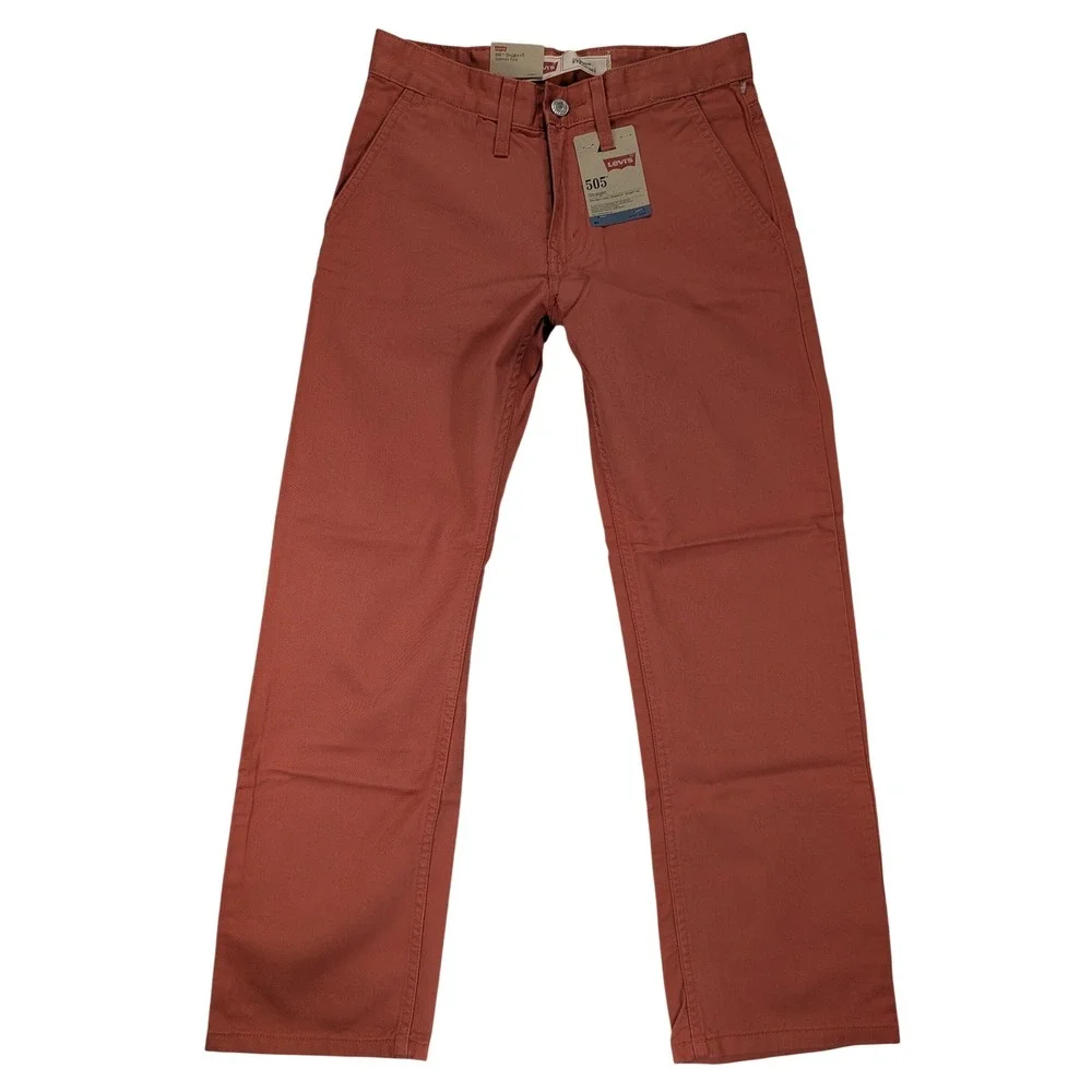 NWT Levi's 505 Jeans Boys 14 Reg 27x27 Salmon Pink Denim Straight Bootcut Cotton